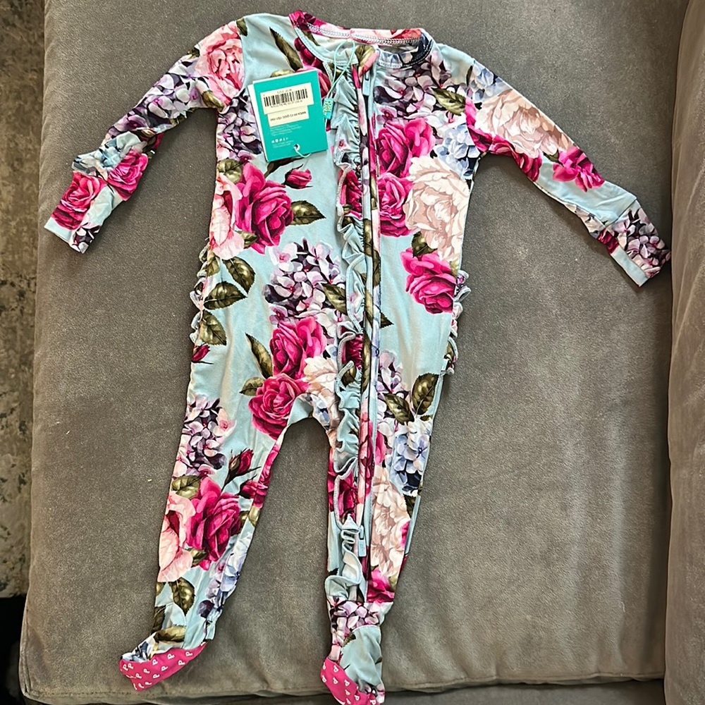 Posh Peanut Floral Kids Pajama Set - Pink and Blue